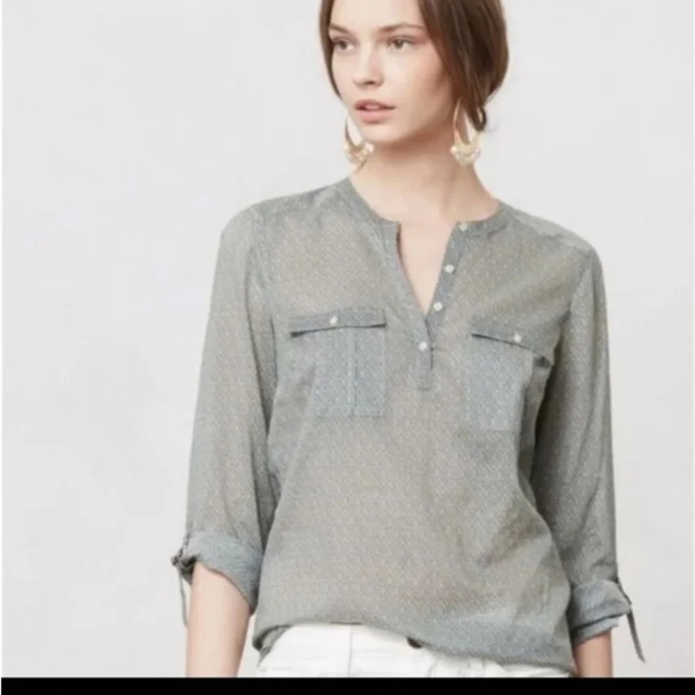 Holding Horses  Anthropologie Tulipane Semi Sheer Blouse, size 8